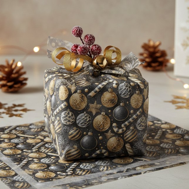 Black Gold Christmas Pattern#12 ID1009 Tissue Paper (Creator Uploaded)