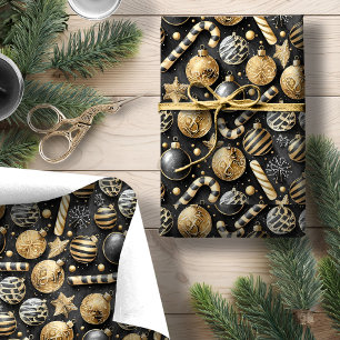 Black Gold Christmas Pattern#12 ID1009 Wrapping Paper