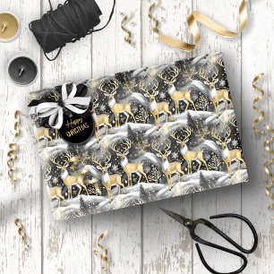 Black Gold Christmas Pattern#14 ID1009 Wrapping Paper