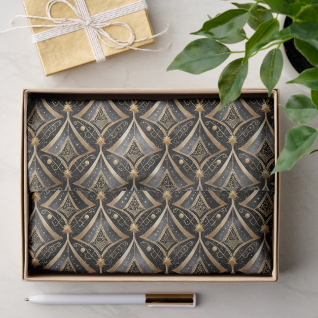 Black Gold Christmas Pattern#15 ID1009 Tissue Paper (Gift)