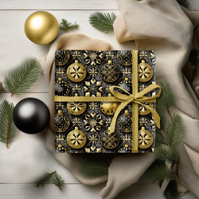 Black Gold Christmas Pattern#20 ID1009 Wrapping Paper (Creator Uploaded)