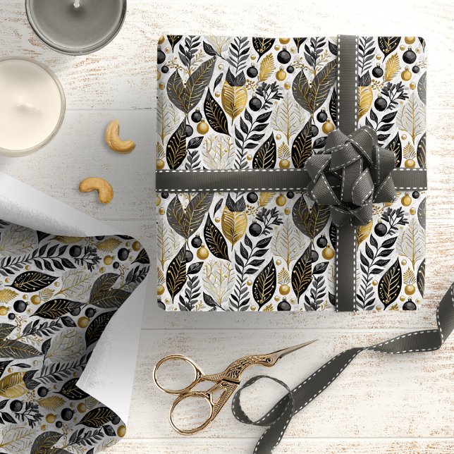Black Gold Christmas Pattern#21 ID1009 Wrapping Paper (Creator Uploaded)