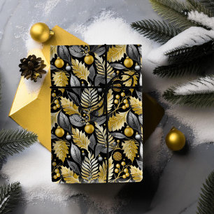 Black Gold Christmas Pattern#22 ID1009 Wrapping Paper