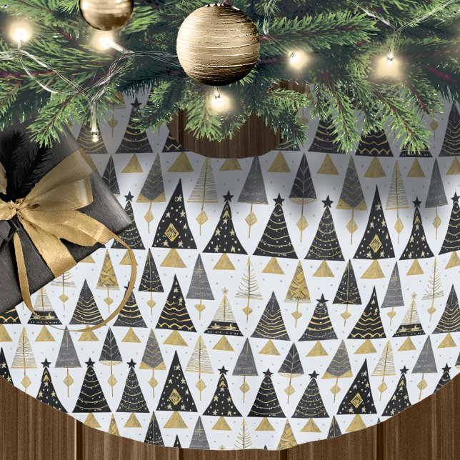 Black Gold Christmas Pattern#25 ID1009 Brushed Polyester Tree Skirt (Creator Uploaded)