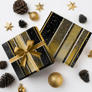 Black Gold Christmas Pattern#27 ID1009 Wrapping Paper
