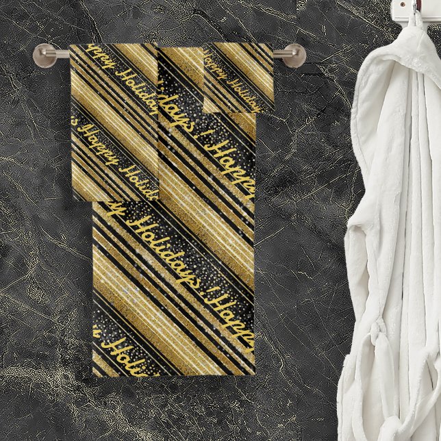 Black Gold Christmas Pattern#28 ID1009 Bath Towel Set (Creator Uploaded)