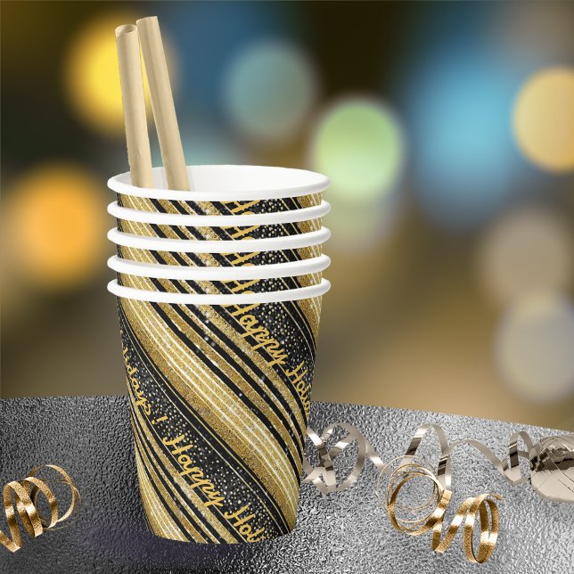 Black Gold Christmas Pattern#28 ID1009 Paper Cups (Creator Uploaded)