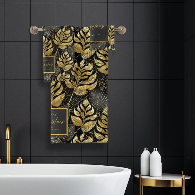 Black Gold Christmas Pattern#29 ID1009 Bath Towel Set (Creator Uploaded)