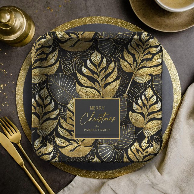 Black Gold Christmas Pattern#29 ID1009 Paper Plate (Creator Uploaded)