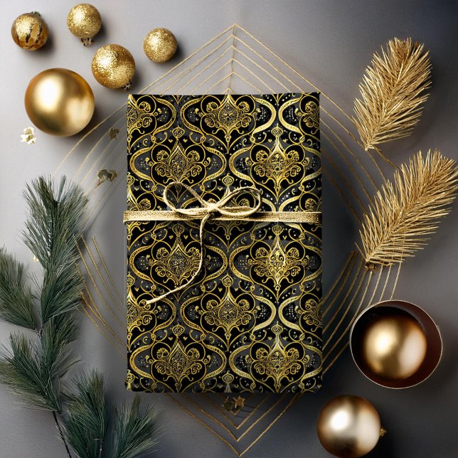 Black Gold Christmas Pattern#30 ID1009 Wrapping Paper (Creator Uploaded)
