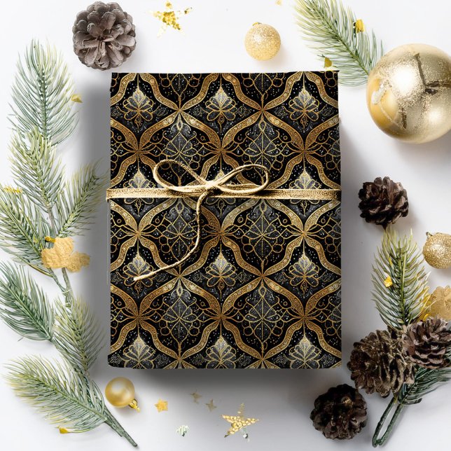 Black Gold Christmas Pattern#31 ID1009 Wrapping Paper (Creator Uploaded)