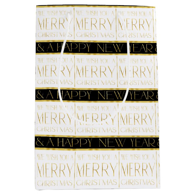 Black Gold Christmas Pattern#35 ID1009 Medium Gift Bag (Front)