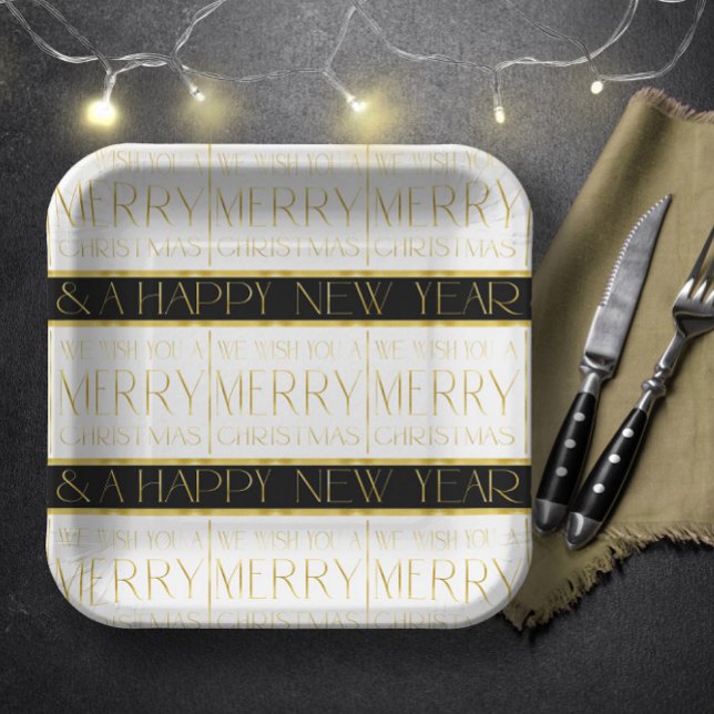 Black Gold Christmas Pattern#35 ID1009 Paper Plate (Creator Uploaded)