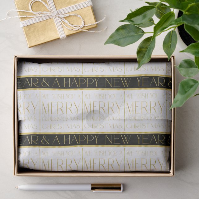 Black Gold Christmas Pattern#35 ID1009 Tissue Paper (Gift)