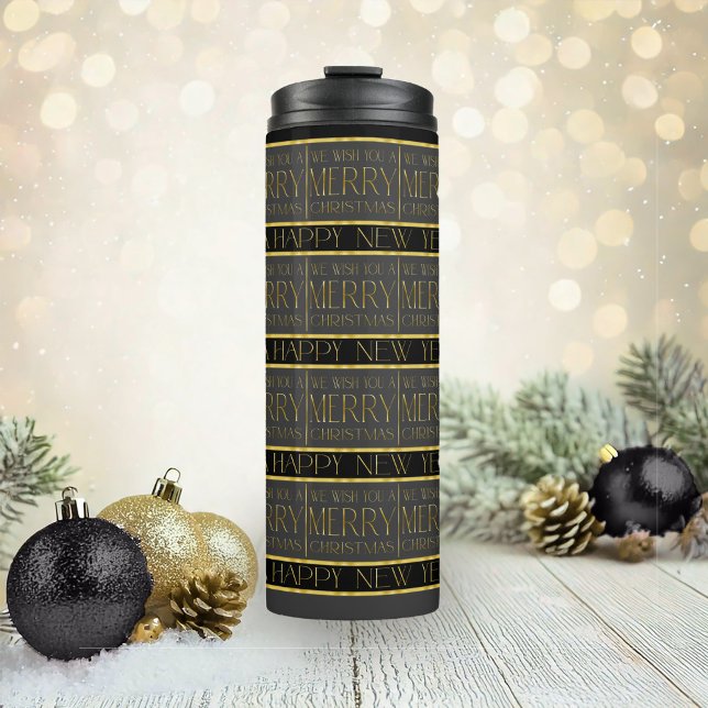 Black Gold Christmas Pattern#35b ID1009 Thermal Tumbler (Creator Uploaded)