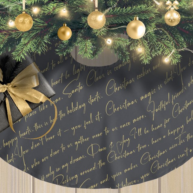 Black Gold Christmas Pattern#36 ID1009 Brushed Polyester Tree Skirt (Creator Uploaded)