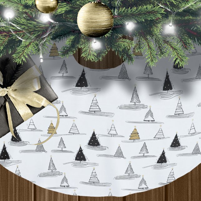 Black Gold Christmas Pattern#5 ID1009 Brushed Polyester Tree Skirt (Creator Uploaded)