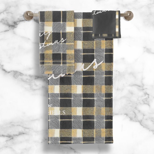 Black Gold Christmas Pattern#7 ID1009 Bath Towel Set (Creator Uploaded)