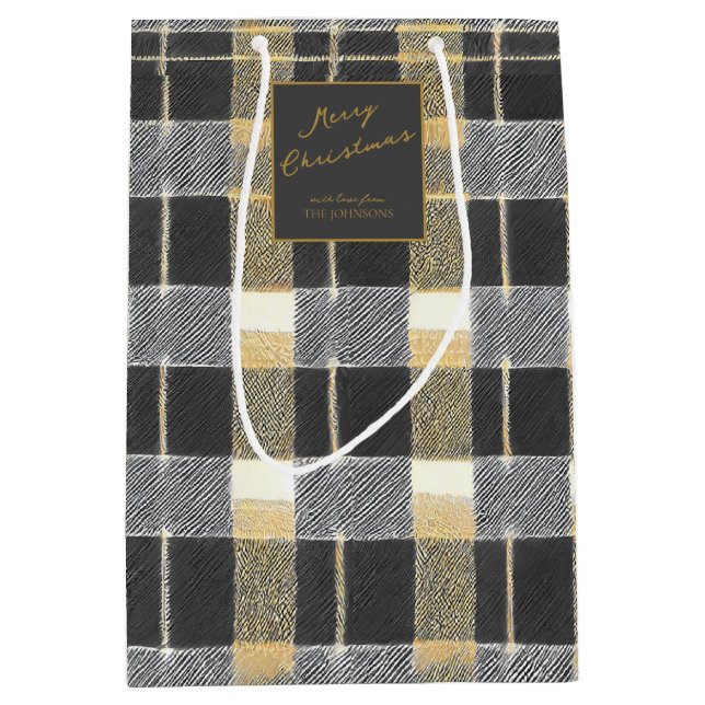 Black Gold Christmas Pattern#7 ID1009 Medium Gift Bag (Front)