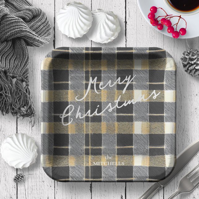 Black Gold Christmas Pattern#7 ID1009 Paper Plate (Creator Uploaded)