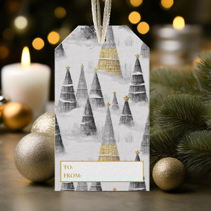 Black Gold Christmas Pattern#8 ID1009 Gift Tags