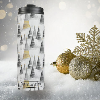 Black Gold Christmas Pattern#8 ID1009 Thermal Tumbler