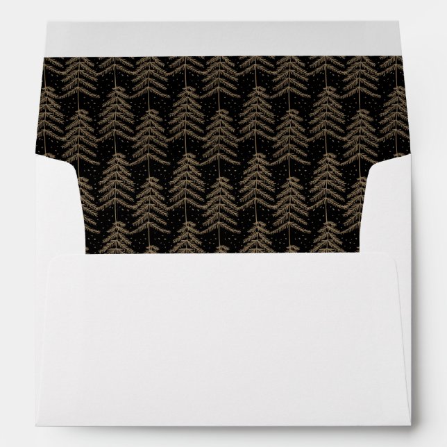 Black Gold Christmas Pine Tree Envelope Lining (Back (Bottom))