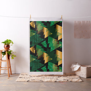 black gold christmas trees fabric