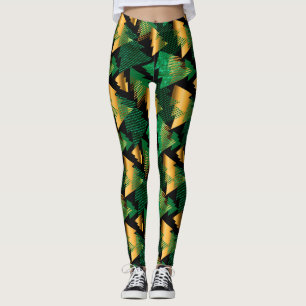black gold christmas trees leggings