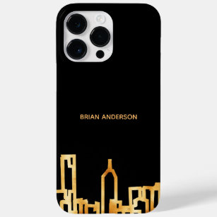 black gold city skyline business real estate Case-Mate iPhone 14 pro max case