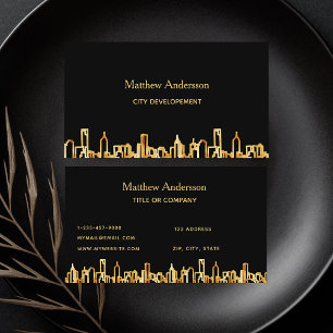 Black gold city skyline construction business card