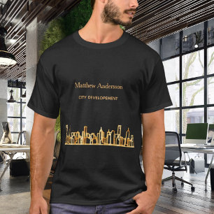 Black gold city skyline construction T-Shirt