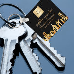 Black gold city skyline real estate agent logo key ring<br><div class="desc">A black background,  with a faux gold city skyline as decor. Personalise and add your business logo and a text on front. Golden letters</div>