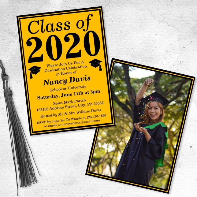 Black Gold Class of 2024 Graduation Photo Invitation (Creator Uploaded)