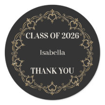 Black Gold Class of 2026 Graduation Favour Sticker
