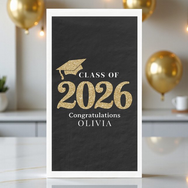Black & Gold Class Of 2026 Napkin (Creator Uploaded)