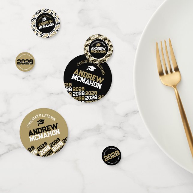 Black & Gold Class of ANY YEAR Personalised Party Confetti (Group)