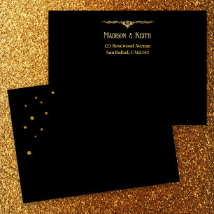 Black Gold Classic Confetti Wedding Envelope