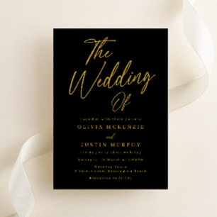 Black & Gold Classic Elegance Wedding Invitation