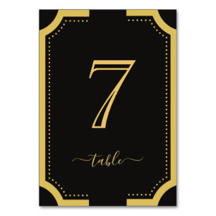 Black & gold Classic Elegant Copper Wedding 7 Table Number