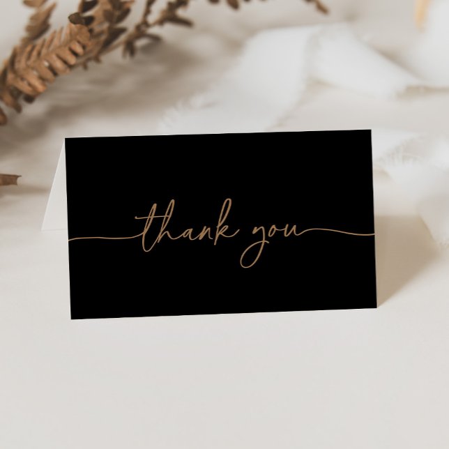 Black Gold Classic Folded Wedding Thank You Card (Creator Uploaded)