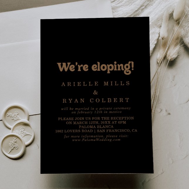 Black Gold Classic Minimal Elopement Reception Invitation (Creator Uploaded)