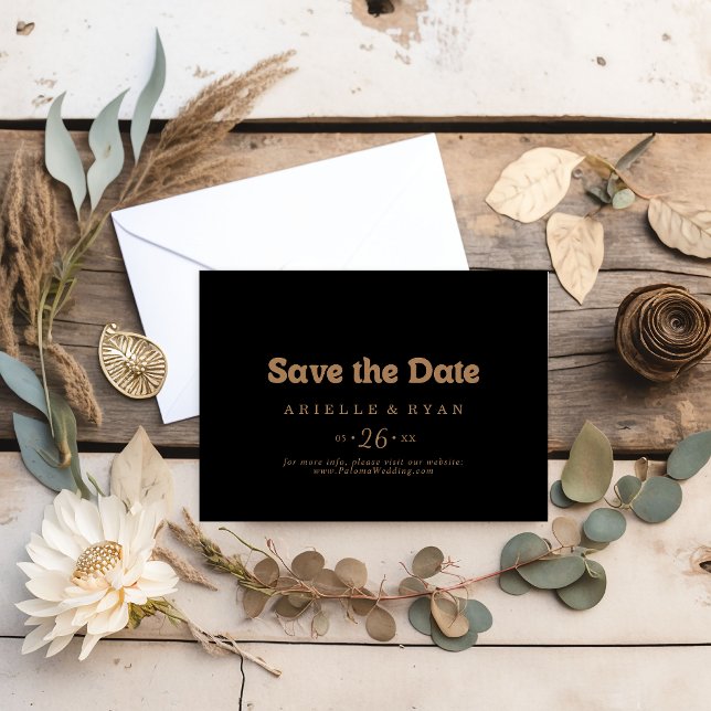 Black Gold Classic Minimal Horizontal Wedding Save The Date (Creator Uploaded)
