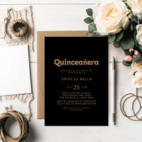 Black Gold Classic Minimal Quinceañera