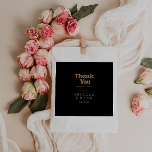 Black Gold Classic Minimal Thank You Wedding Favour Bag