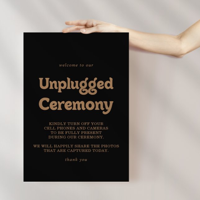 Black Gold Classic Minimal Unplugged Ceremony Sign (Creator Uploaded)