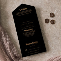 Black Gold Classic Minimal Wedding    