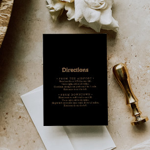 Black Gold Classic Minimal Wedding Directions Enclosure Card