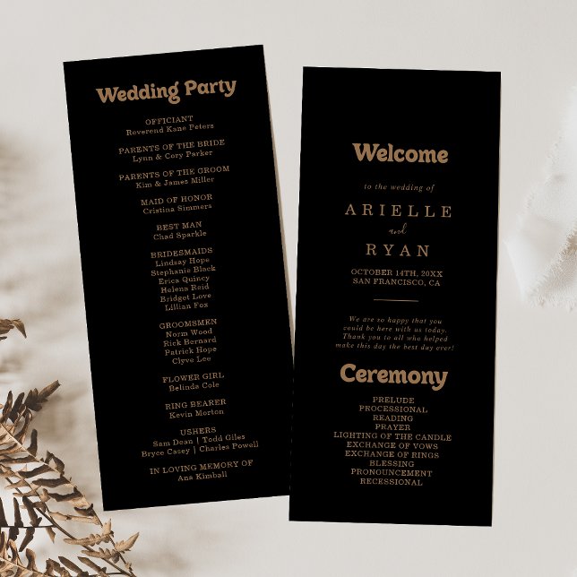 Black Gold Classic Minimal Wedding Program (Creator Uploaded)