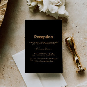 Black Gold Classic Minimal Wedding Reception Enclosure Card